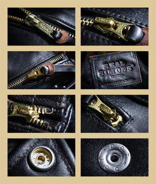 J-24 Leather Jacket With Mouton Collar-Brake House-Black-34