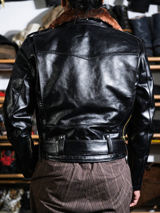 J-24 Leather Jacket With Mouton Collar-Brake House-Black-7