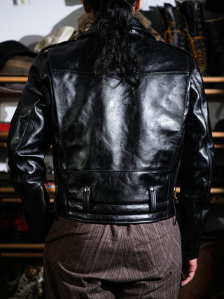 J-24 Leather Jacket With Mouton Collar-Brake House-Black-17