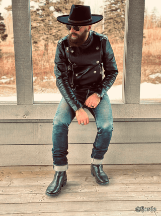 J - 31 Leather Motorcycle Jacket (Big Size Pre - order) - Brake House - Black - 24