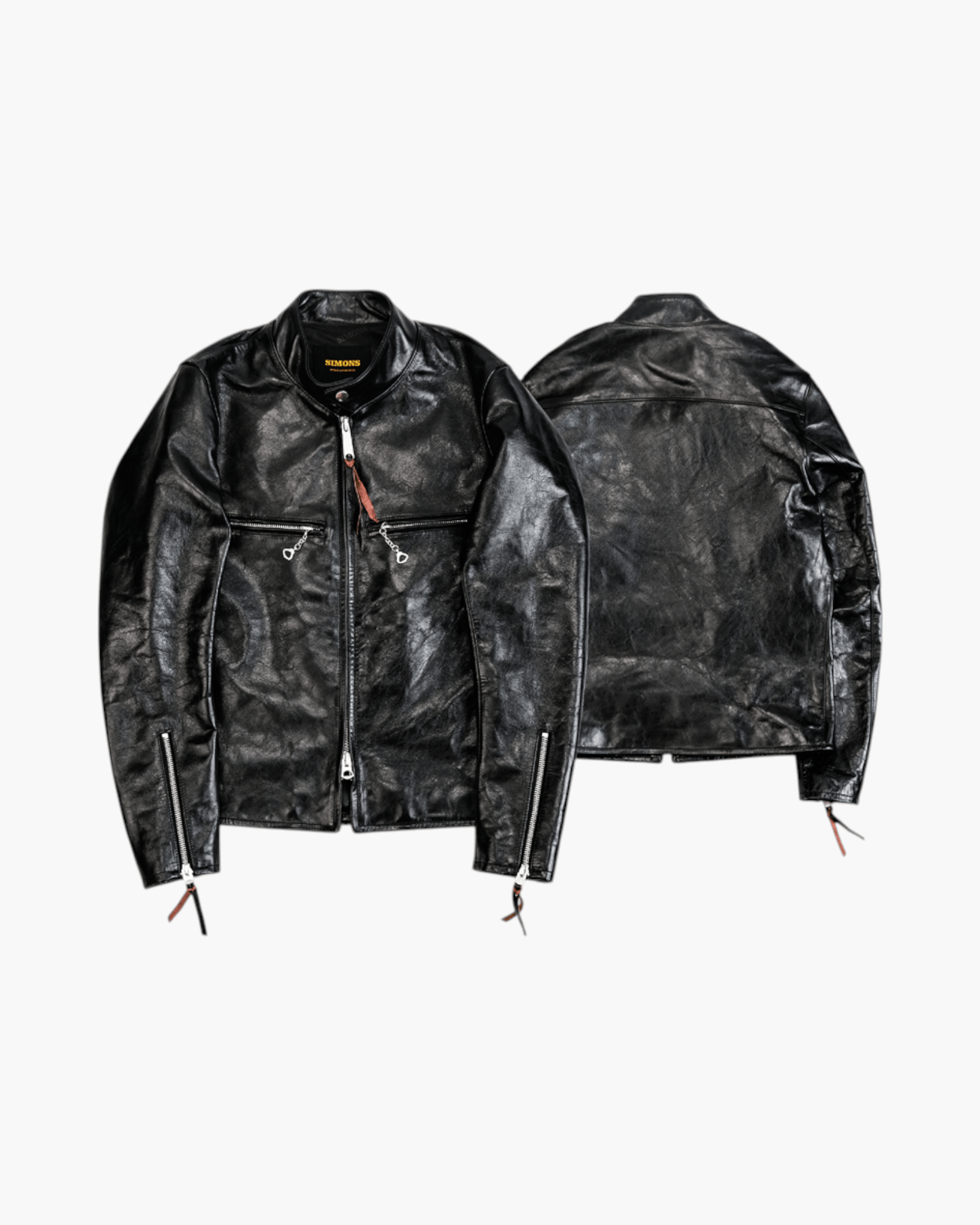ジャケット・アウター y2k RATTLE TRAP single riders jacket 2 Rattle Trap Leather Jacket Men Single Rider Zip Stripe Red