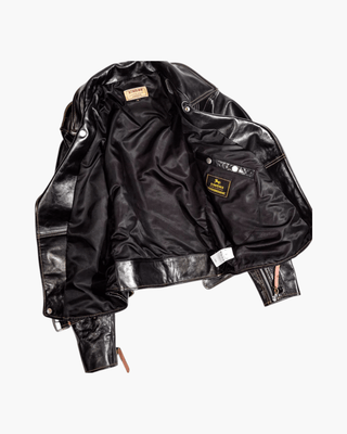 'Leather Togs' Motorcycle Jacket, LA BREA - Tea Core Horsehide - Brake House - Black - front-open