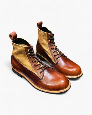 Canvas & leather two-tone work boots 8153