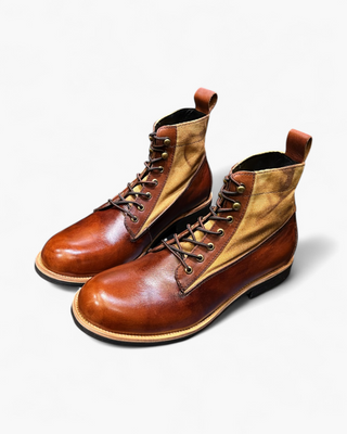 Canvas & leather two-tone work boots 8153