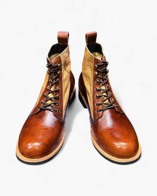 Canvas & leather two-tone work boots 8153