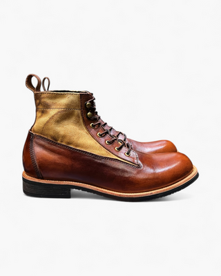 Canvas & leather two-tone work boots 8153