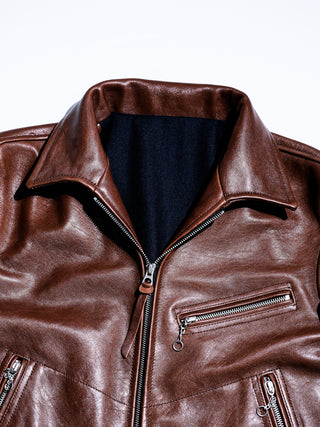 “Motorist” 1930s Leather Sports Jacket - Brown - Collar