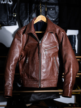 “Motorist” 1930s Leather Sports Jacket - Brown - Front