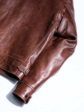 “Motorist” 1930s Leather Sports Jacket - Brown - Side Belt