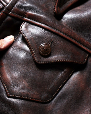 Vegetable-tanned cowhide farmer jacket burgundy