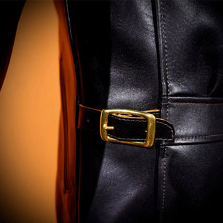 Japanese tea core horsehide 1930s half belt jacket black