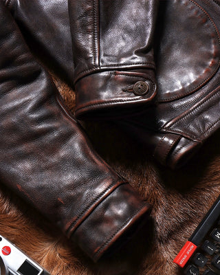 Vegetable-tanned cowhide farmer jacket burgundy