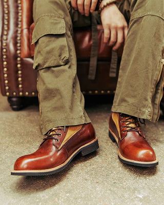 Canvas & leather two-tone work boots 8153