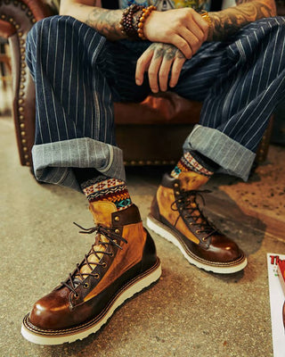 Canvas & leather two-tone motorcycle boots 1953