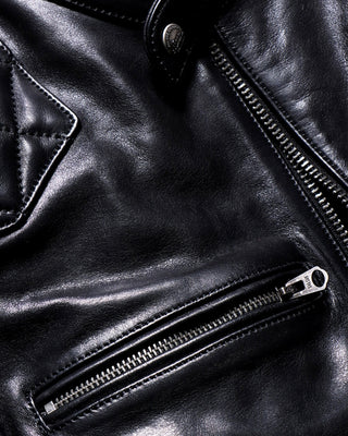 Italian vegetable-tanned calfskin cafe racer black
