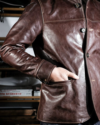 Tea core horsehide brakeman car coat