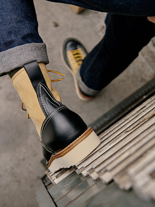 Two-tone short-face motorcycle boots 7303