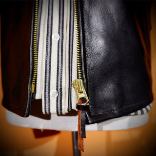Japanese tea core horsehide 1930s half belt jacket black