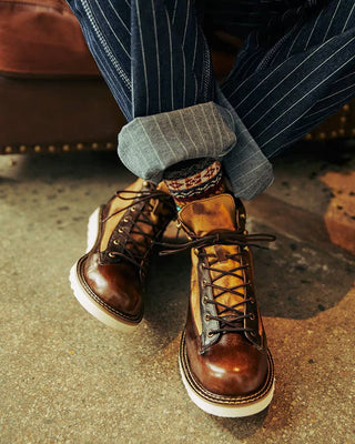 Canvas & leather two-tone motorcycle boots 1953