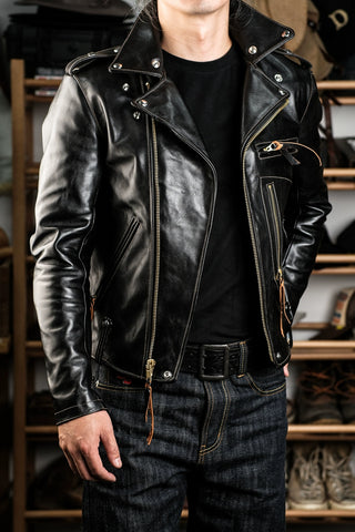 J24 Leather Jacket With Mouton Collar