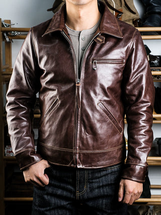 Half Belt Single Leather Jacket