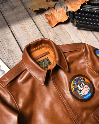 Cowhide A-2 jackets V. Hilts tobacco brown