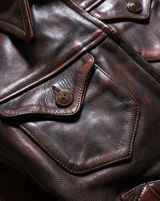 Vegetable-tanned cowhide farmer jacket burgundy