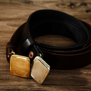 Plaque Buckle Leather Belt