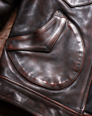 Vegetable-tanned cowhide farmer jacket burgundy