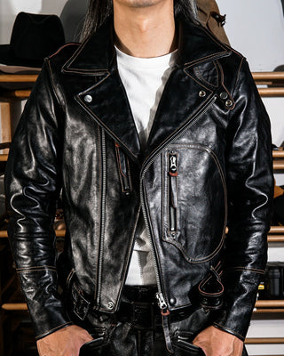 Tea core horsehide 'Leather Togs' motorcycle jacket, LA BREA