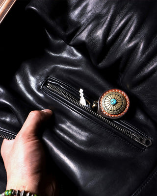 Italian vegetable-tanned calfskin cafe racer black