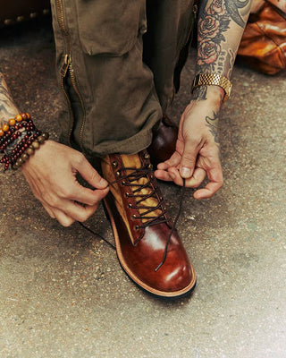 Canvas & leather two-tone work boots 8153