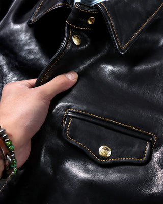 Italian vegetable-tanned calfskin brakeman car coat