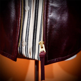 Japanese oil-waxed horsehide 1930s half belt jacket burgundy