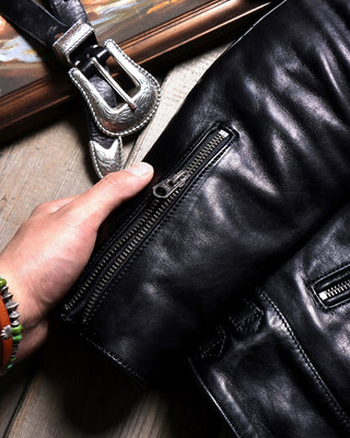Italian vegetable-tanned calfskin cafe racer black