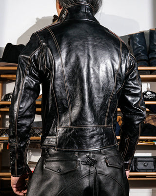 Tea core horsehide 'Leather Togs' motorcycle jacket, LA BREA