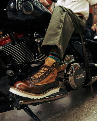 Canvas & leather two-tone motorcycle boots 1953
