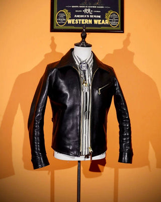 Japanese tea core horsehide 1930s half belt jacket black