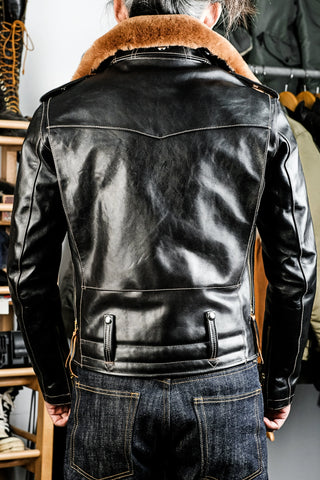J24 Leather Jacket With Mouton Collar