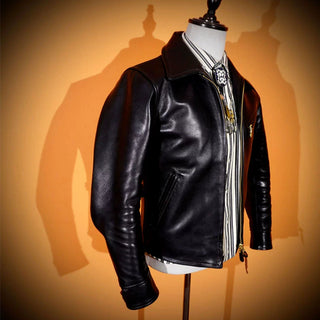 Japanese tea core horsehide 1930s half belt jacket black