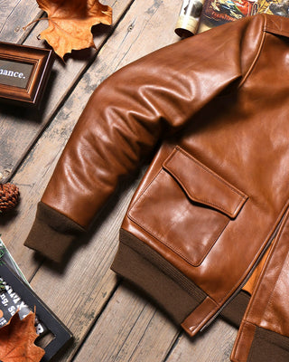 Cowhide A-2 jackets V. Hilts tobacco brown