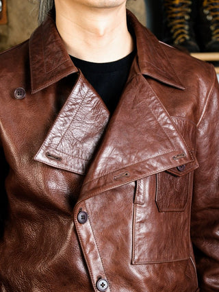 Aviator Leather Jacket - Brake House - Amber brown - 3