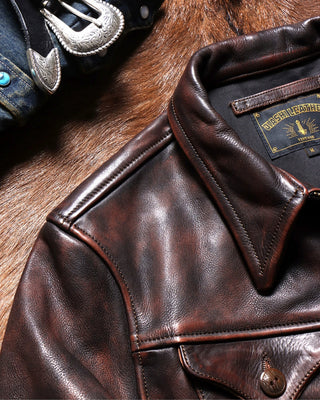 Vegetable-tanned cowhide farmer jacket burgundy