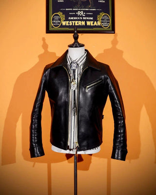 Japanese tea core horsehide 1930s half belt jacket black