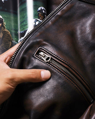 Tea core horsehide cafe racer burgundy