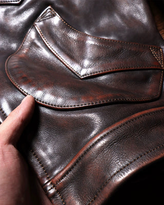 Vegetable-tanned cowhide farmer jacket burgundy
