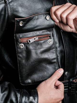 Four-Pocket Leather Motorcycle Jacket