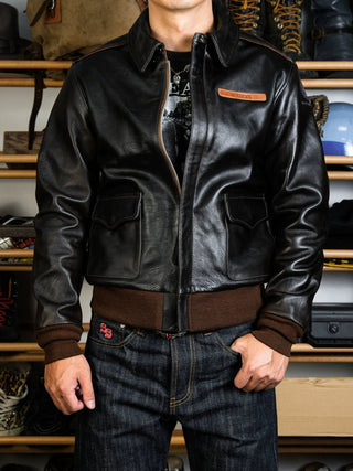 V. Hilts A2 Flight Leather Jacket - Brake House - Seal Brown - 3