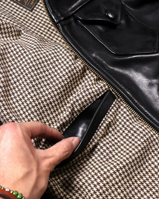 Vegetable-tanned calfskin farmer jacket black