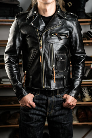 J24 Leather Jacket With Mouton Collar